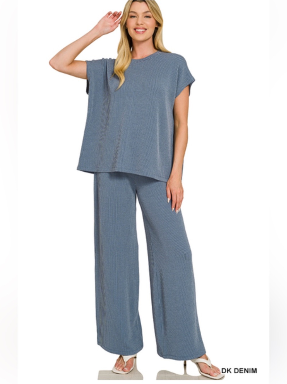 264 ❤️ ZENANA RAISED RIB RELAXED TOP & PANTS SET